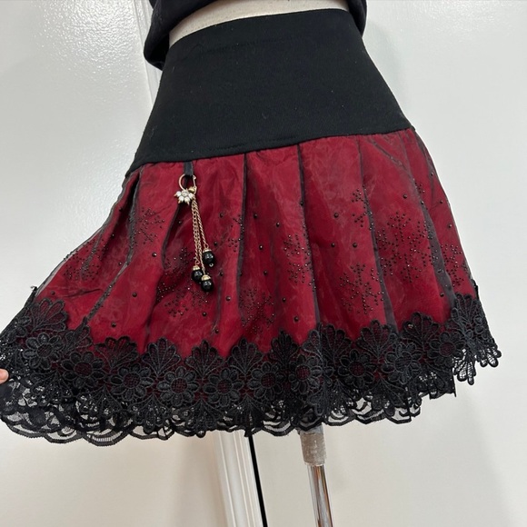 Victorian Goth Punk Fit & Flare Pleated Skirt - Picture 7 of 16